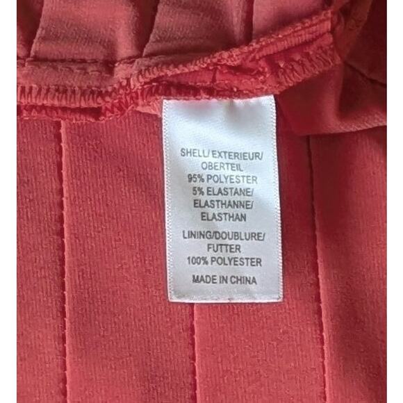 Adrianna Papell Sheath Dress 6 Coral Sleeveless Shutter Pleat Blouson Cowl Neck - Picture 9 of 9